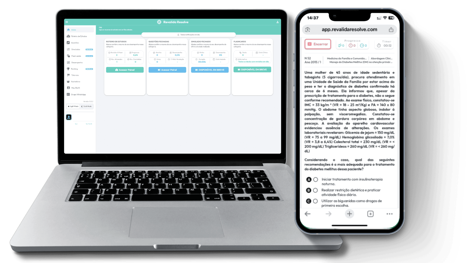 Dashboard principal do Revalida Resolve