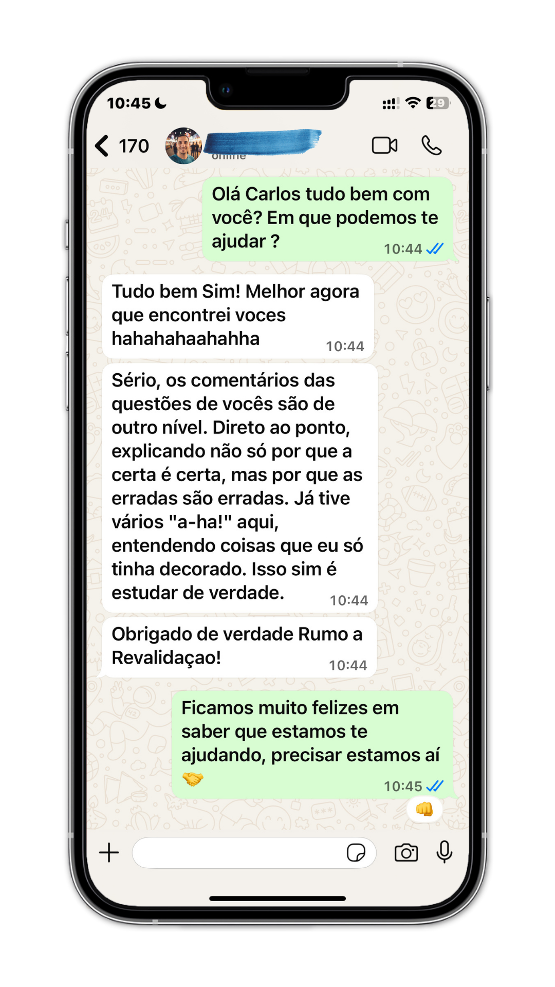 Depoimento real do WhatsApp