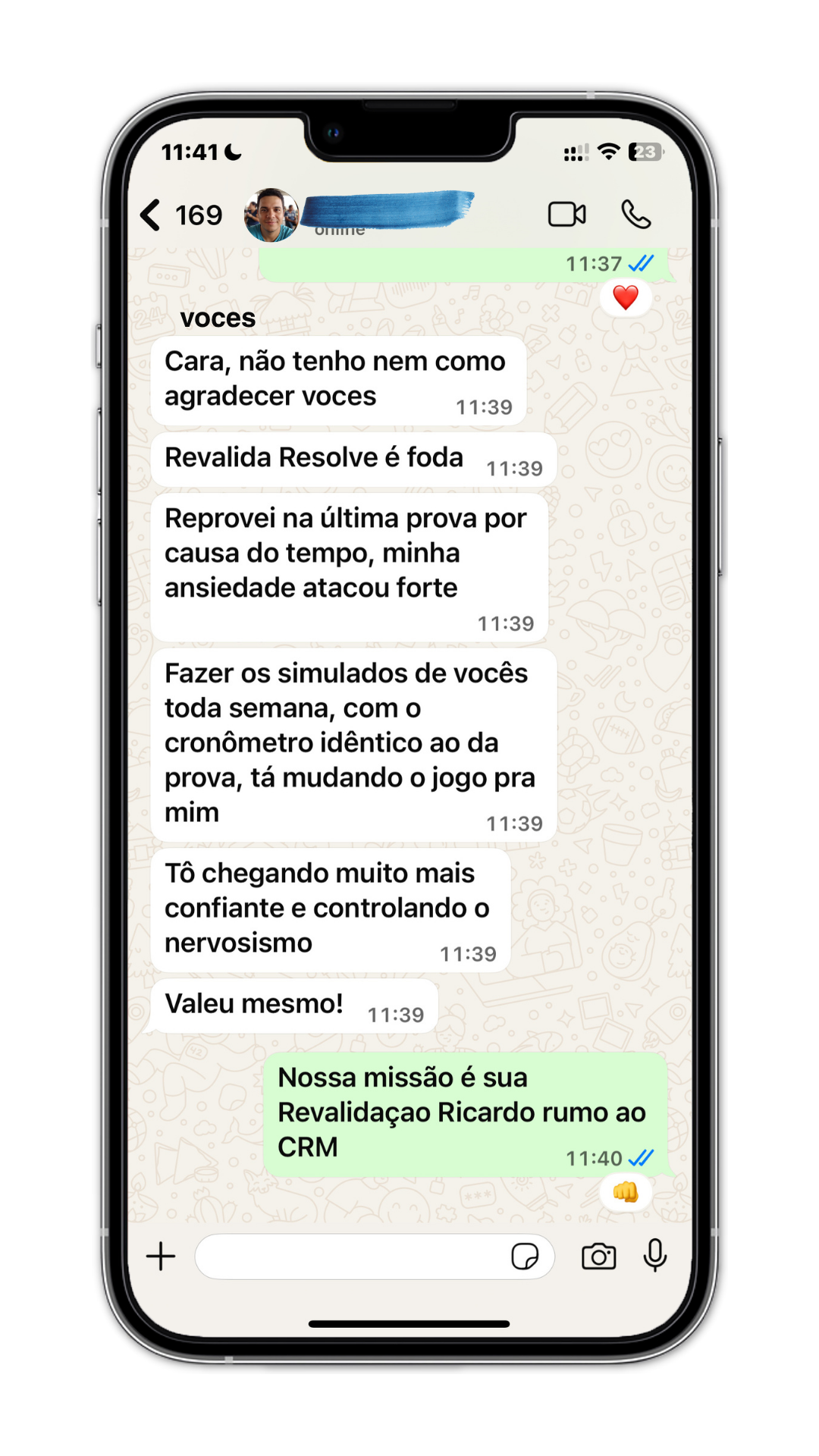 Depoimento real do WhatsApp